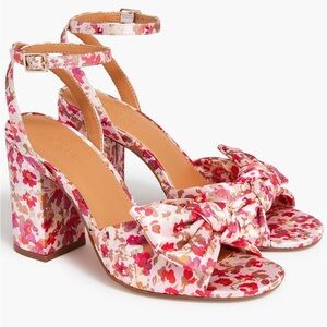 J. Crew Factory Printed Knotted Heeled Sandals Floral Ditsy Pink Size 12